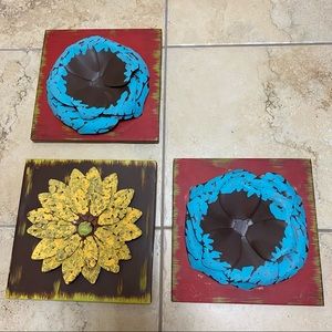 Metal flower wall art (includes 3 separate signs)